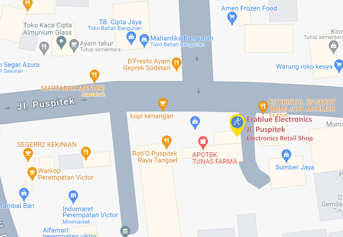 Peta ke toko EraBlue di  Jalan Raya Puspitek No. 99, RT 001, RW 002, Kelurahan Buaran, Kecamatan Serpong, Kota Tangerang Selatan, Propinsi Banten